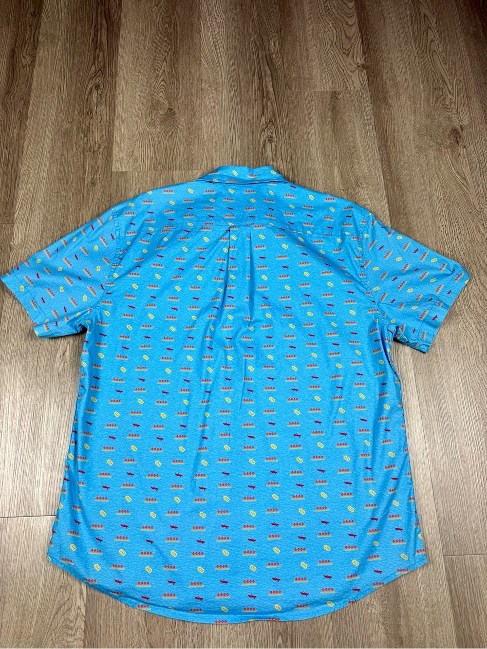 Jack + Sage OARS Canoe Mountain Print Button Up Blue Camp Short Sleeve Shirt LG - Picture 2 of 8